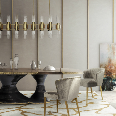 BRABBU most recent release, PLATEAU Dining Table is an imponent piece making a statment in the interior design world. Perfeclty combined with NUKA dining chair, both design pieces are setting the atmosphere of this ecletic dining room interior design. Des